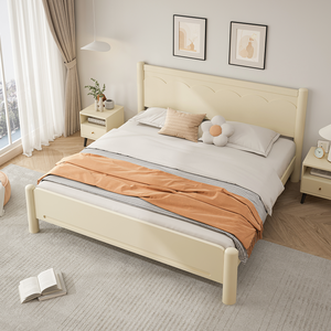 Lit plateforme moderne en bois taille King avec tête de lit réglable et convertible, pieds en bois massif, design de lit confortable - Product Image 5