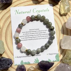 Pulsera de Piedra Natural con Cuentas de Cristal de Colores, Piedra de Nacimiento, Diseño de Tendencia, para Mayoristas, Tarjeta de Consejos de Mantenimiento - Product Image 5