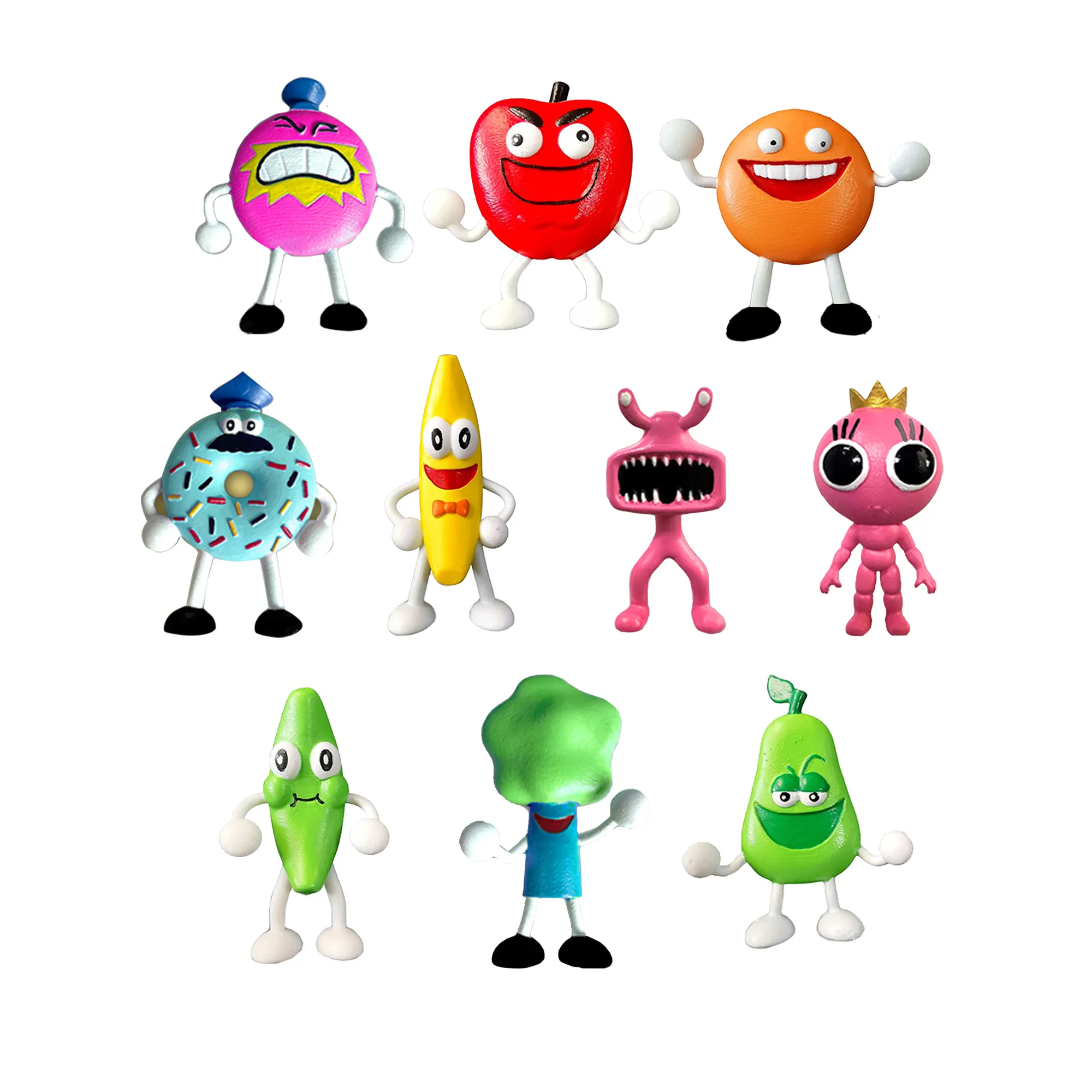 뜨거운 장난감 10 개/세트 과일 그림 장난감 삽 두뇌 게임 Robloxes 퍼즐 게임 플라스틱 바나나 배 어린이 장난감
