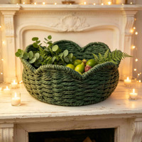 Panier en osier naturel avec poignée et doublure en coton, panier de rangement en rotin fait main pour la décoration de la maison, la cuisine et les cadeaux