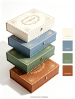 Boîte cadeau à couvercle magnétique avec support intérieur, en matériaux recyclés écologiques, impression quadricolore et décoration dorée