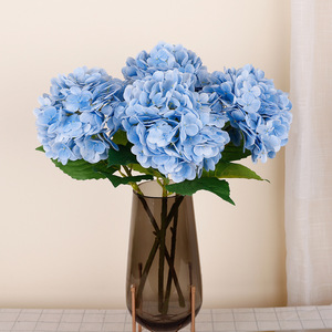 Artificial Hydrangea Single Stem Blue Silk Flower For Home Wedding Decorations - Product Image 1