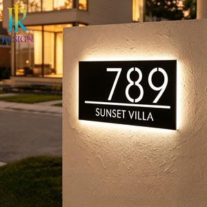 Letrero de Número de Casa LED Personalizado, Placa de Dirección Metálica Retroiluminada para Villa de Lujo, Mansión, Jardín, Puerta Exterior, Letrero 3D <span class=keywords><strong>D1</strong></span> - Product Image 2