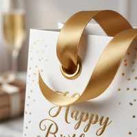 Sac cadeau de luxe en papier blanc avec pois dorés pour les fêtes d'anniversaire, les boutiques et les cadeaux spéciaux de fêtes