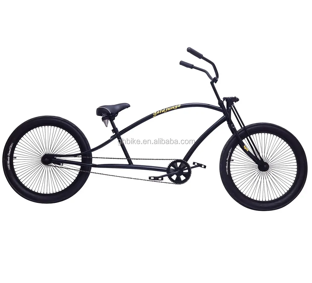 Bicicleta chopper para hombre, Marco largo popular, Crucero de playa, bicicleta elástica, 24''