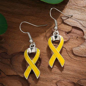 Pendientes <span class=keywords><strong>de</strong></span> lazo rosa <span class=keywords><strong>de</strong></span> oro amarillo esmaltado del fabricante, joyería colgante <span class=keywords><strong>de</strong></span> concienciación sobre el cáncer <span class=keywords><strong>de</strong></span> mama infantil - Product Image 5
