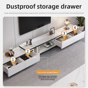Table basse et <span class=keywords><strong>meuble</strong></span> <span class=keywords><strong>TV</strong></span> combinés pour petit appartement, salon, <span class=keywords><strong>meuble</strong></span> <span class=keywords><strong>TV</strong></span> moderne minimaliste extensible multifonctionnel sur pied - Product Image 4