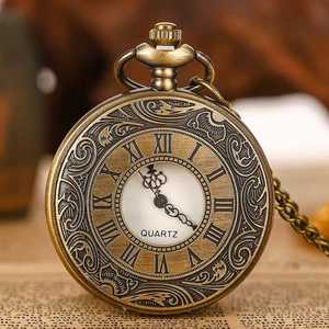 IStapromo <b>Gifts</b> High Quality Luxury Relief <b>Retro</b> Classic Engraved Vintage Skeleton Old Quartz Metal Alloy Pocket Watch for Sale - Product Image 2