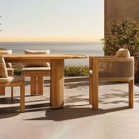 Chaise de salle à manger extérieure moderne en teck durable sans accoudoirs pour salle à manger latérale