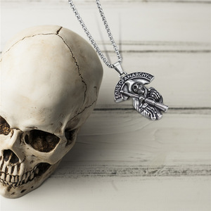 Collar con Colgante de Calavera de Acero Inoxidable Estilo Gótico para Hombre, Joyería <span class=keywords><strong>Sons</strong></span> of <span class=keywords><strong>Anarchy</strong></span>, Regalo de Navidad - Product Image 4