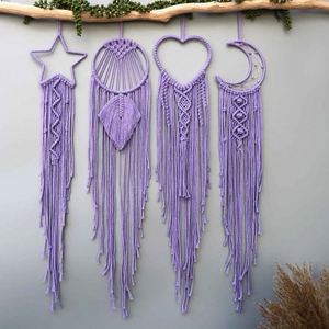 Macramé Rosa tejido de pared cesta de ratán figuritas de baño pequeña Decoración de mesa Bohemia perchas de plantas decorativas raras y elegantes - Product Image 1