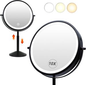 9" Large Rechargeable Double-Sided Cosmetics Mirror 10X/1X Adjustment 3 <b>Light</b> Modes Custom Size Custom Made <b>Make</b>-<b>up</b> Mirror - Product Image 1