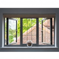 Ventana abatible de aluminio doble NFRC AS2047 moderna, ventanas fijas medias, perfil de rotura térmica de vidrio Low-E para apartamento