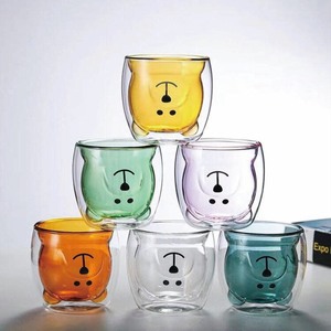 Venta caliente de vidrio de borosilicato alto 250ml lindo oso tazas de doble pared taza de café de vidrio resistente al calor vasos para café - Product Image 5