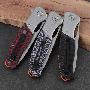 Hongrui G10 poignée couteau de poche pliant pour Camping en plein air en acier inoxydable tactique auto-défense pratique OEM personnalisable - Product Image 4