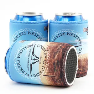 Benutzer definierte Neopren-isolierte leere Bierdose Flaschen hülsen abdeckungen Stubby Holder Cooler mit genähten Stoff kanten