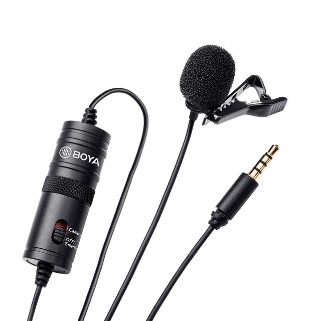 BOYA BY-M1 6M Cable 3.5mm TRRS Electret Condenser Lapel Mic Clip-On Lavalier Microphone for Smartphones