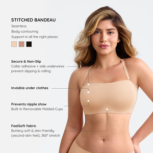 <span class=keywords><strong>Reggiseno</strong></span> Invisibile <span class=keywords><strong>Senza</strong></span> <span class=keywords><strong>Spalline</strong></span> per Donna, Copertura Totale, Traspirante, con <span class=keywords><strong>Coppe</strong></span> Rimovibili Push-up, Taglie Forti, Morbido e Antiscivolo - Product Image 2