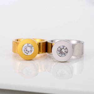 แหวนเพทายทรงเรขาคณิต แบบยูนิเซ็กส์ ขอบประดับทอง เงิน สีทอง สีเงิน เครื่องประดับแฟชั่น ของขวัญ - Product Image 4