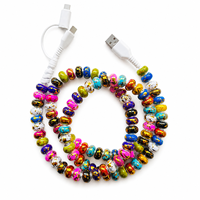 Câble de charge perlé 3-en-1 FASHLINK – Cordon de chargeur multiple coloré USB Type C avec connecteurs multiples pour téléphone