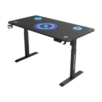 Escritorio de Juegos de Madera Convertible RGB Moderno con Superficie de Fibra de Carbono, Gestión de Cables, Ergonómico, para Esports y Oficina en Casa