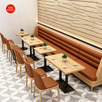 Bestseller Fast-Food-Restaurant Sofa-Bank Kommerzielle Café-Holz-Rundbank Gastronomie-Sitzmöbel Tisch- und Stuhl-Set