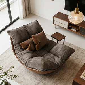 Canapé inclinable moderne de luxe léger, en cuir flanelle <span class=keywords><strong>orange</strong></span> caramel, patchwork, salon, détente - Product Image 2