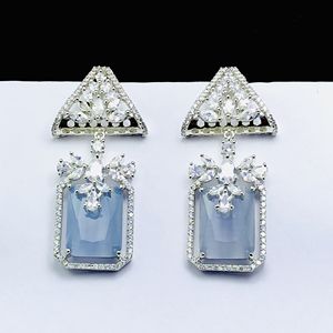 ต่างหูคริสตัลนีออนสีฟ้าธรรมชาติใน925เงินสเตอร์ลิงเครื่องประดับทำด้วยมือหรูหราสำหรับผู้หญิงและเป็นของขวัญ - Product Image 3