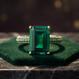 Bague en or 18 carats avec émeraude taille émeraude, classique, pour femme - Product Image 3