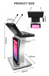 Podio Digitale Intelligente a Doppio Schermo in Metallo per Chiesa, Leggio Interattivo Girevole con Microfono e Schermo Frontale da <span class=keywords><strong>32</strong></span> <span class=keywords><strong>Pollici</strong></span> - Product Image 4