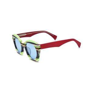 Lunettes de soleil œil de chat, monture rayée à bord complet, verres miroir roses, protection solaire pour femmes adultes - Product Image 4
