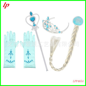 Conjunto de corona, varita mágica, guantes, peluca y trenza de la Reina de Frozen para disfraz de niñas. - Product Image 2