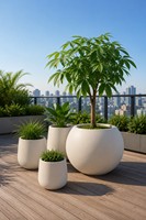 Pot de fleurs rond moderne, lisse et cannelé, pour plantes d'intérieur, plusieurs tailles, pour la décoration de la maison, du bureau, de l'hôtel, vente en gros