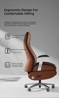 Fauteuil de massage électrique ergonomique moderne avec base rotative réglable en cuir véritable pour chambre, salon et salle à manger