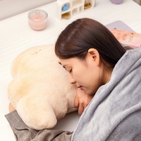 Coussin en peluche mignon motif Baguette et Croissant, support lombaire et couverture de sieste 2-en-1, design climatisé