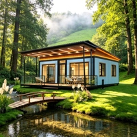 Usine de conteneurs : Villa préfabriquée de luxe personnalisable à double aile, toit plat, pliable, emballée à plat, assemblage rapide
