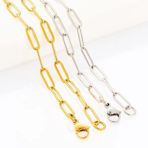 Kalung Rantai Klip Kertas Baja Tahan Karat Warna Emas/Perak Berkualitas Tinggi, Hadiah untuk Pria dan Wanita - Product Image 2