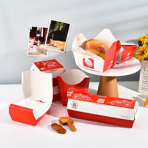 Customized Take Away Food Grade Korean Paper Hot Dog To Go French Fried Chicken Carton Burger Box Printing Fast Food Packaging