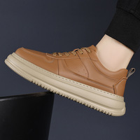 Baskets de luxe pour hommes en cuir de vachette à lacets, semelle intermédiaire en EVA, semelle extérieure en caoutchouc, légères, pour la marche estivale, rehaussantes, tendance