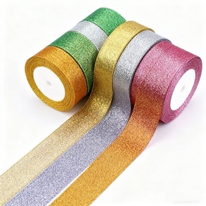 Nhà Máy Bán Buôn Thân Thiện Với Môi Dệt Polyester + Pet Vải Giáng Sinh Satin Dây Ribbon Tùy Chỉnh Màu Sắc Rắn Vàng Sáng Bóng Quà Tặng - Product Image 5