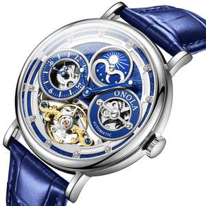 ONOLA 6837 Automatic Movement New Design Dual Time Zone Moon Phase Waterproof Tourbillon <b>Mechanical</b> <b>Watch</b> for Man Holiday Gifts - Product Image 6