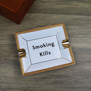 Portacenere per sigaro rettangolo di lusso personalizzato 2 posti posacenere in porcellana piatto da fumo in ceramica con Logo personalizzato posacenere per sigari - Product Image 6