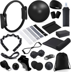 24Pcs Home Pilates Essentials <b>Kit</b> for Women Pilates Equipment Ring and Ball Set with Stretching Strap Water Bottle, <b>Magic</b> Circle - Product Image 1