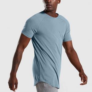T-shirt de sport pour homme en gros, sans couture, col rond, coupe ajustée, uni, teinture unie, polyester, élasthanne, musculaire, de haute qualité, basique - Product Image 2