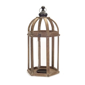 Set di due portacandele in legno marrone in difficoltà e vetro lanterna portacandele in vetro bellissimi barattoli di vetro HMS - Product Image 3