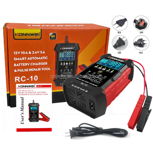 Cargador de Batería Digital Inteligente KONNWEI RC10 12V/10A 24V/5A, Cargador Lento con Función de Reparación por Pulsos - Product Image 1