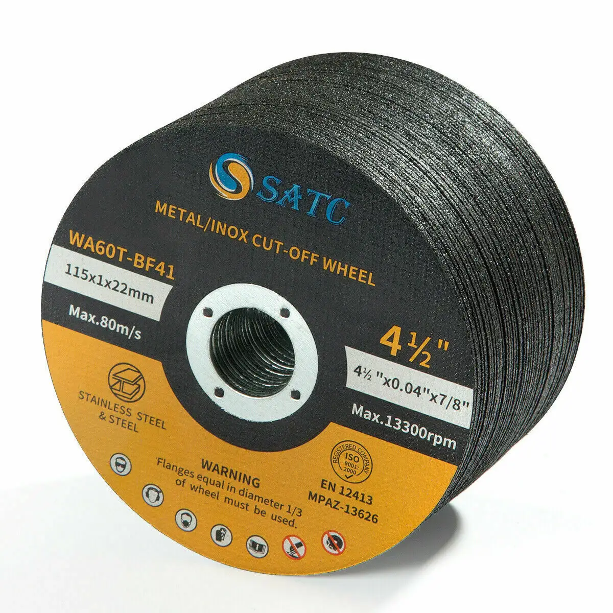 SATC 25 पैक कट बंद पहियों 4-1/2 धातु स्टेनलेस स्टील काटने के लिए डिस्क कोण बनाने की मशीन