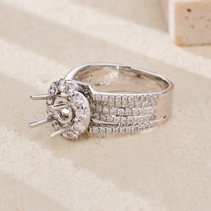 Anillo de Oro Blanco de 18K con Diamantes Naturales de 1-2 Quilates, Montura Semi-Permanente con Baño de Rodio Certificado, Engaste de Puntas Brillantes - Product Image 6