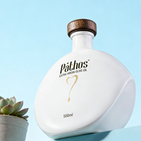 Botella de Vidrio Blanca Personalizada de 500 ml para Aceite de Oliva con Tapón de Corcho, Logotipo, Color y Forma Personalizables