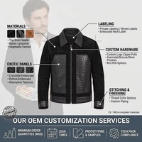 Blouson Bomber en Daim de Chèvre pour Homme, Style OEM/ODM, avec Motif Alligator Gaufré, Manches Droites, Vêtement d'Extérieur en Cuir pour Marques de Luxe Personnalisées